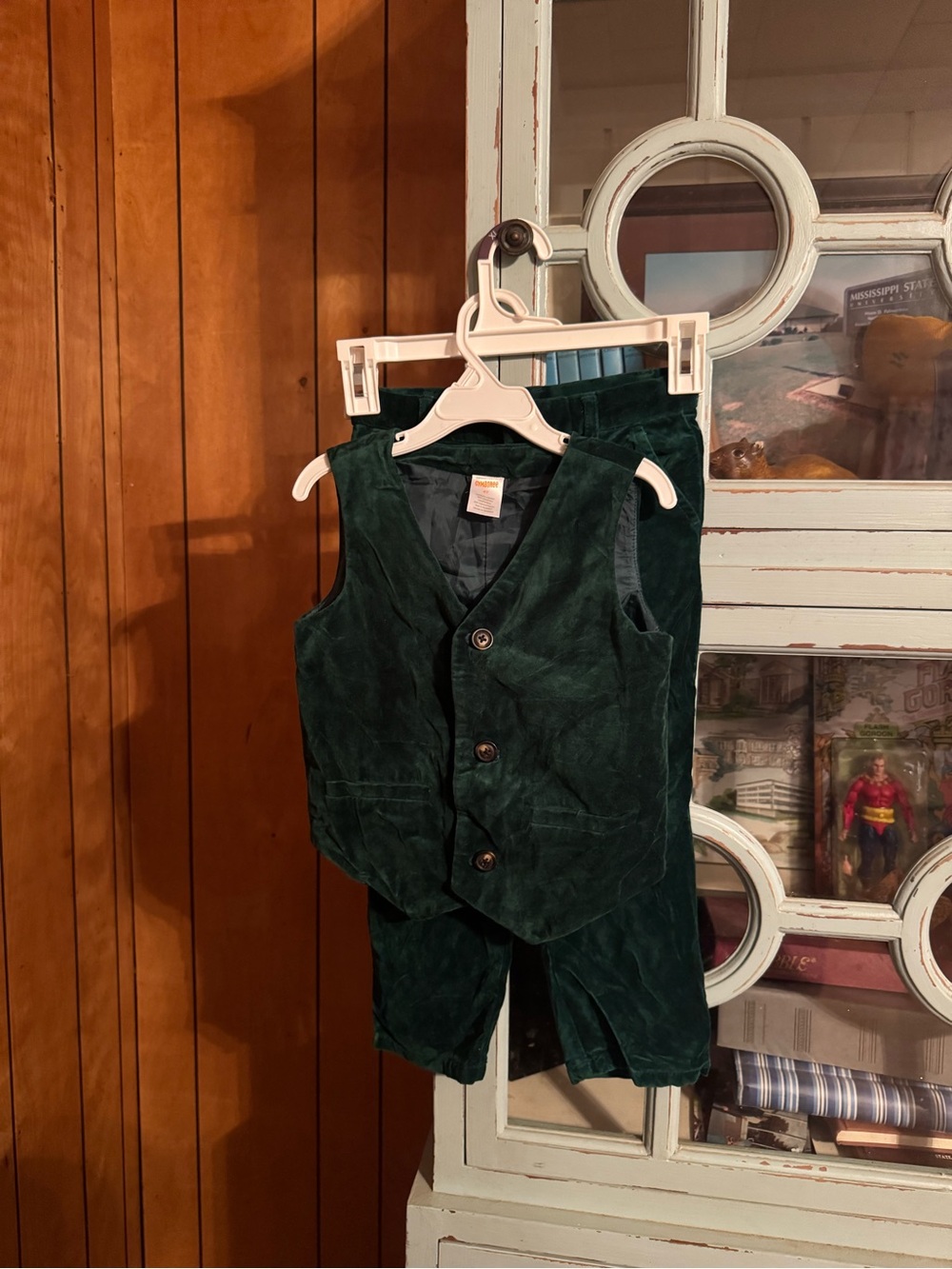 Classic Green Velvet Kids Vest and Pants Size 4T Gymboree C2